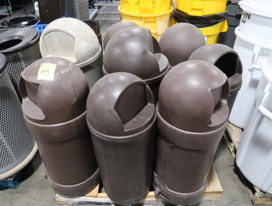 pallet of torpedo trash cans