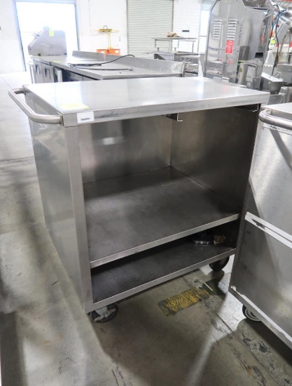 stainless demo cart w/ slot for pull-out cutting board