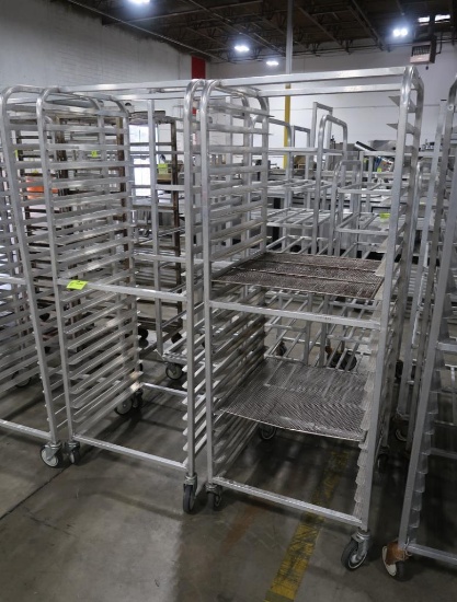 aluminum cooling racks, side load, on casters
