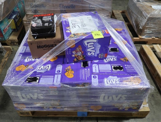 Inventory Reduction- pallet of LUVS size 3 diapers and Huggies wipes