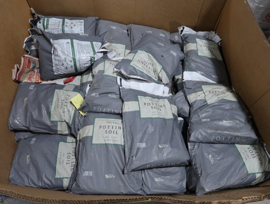 crate of organic potting soil