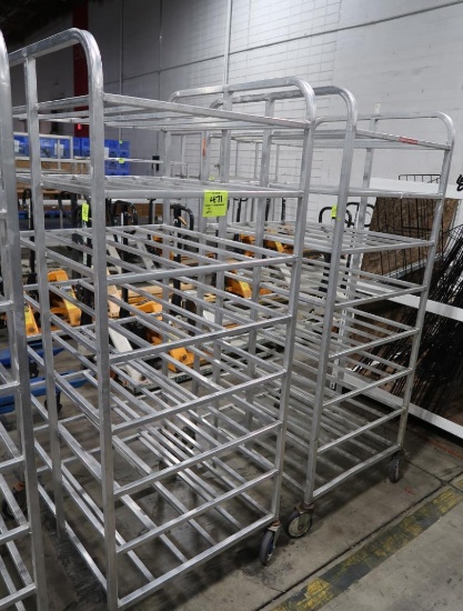 aluminum tub/tray racks, on casters