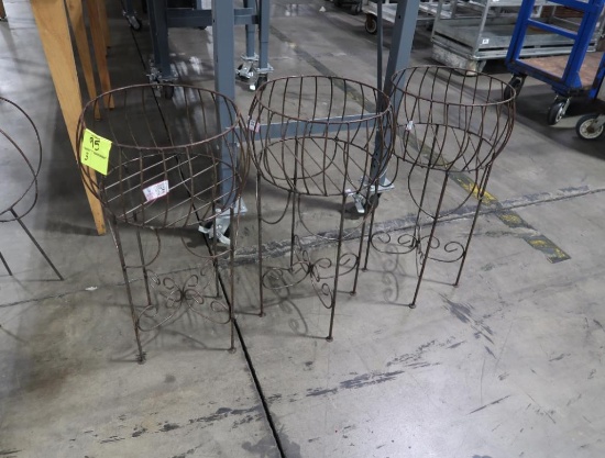 metal baskets on stands, for flower pots