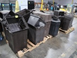 pallets of assorted waste cans