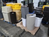 pallets of assorted waste cans