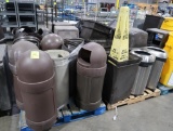 pallets of assorted waste cans