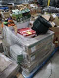 pallet of misc Christmas & holiday product- artificial trees, lights, etc