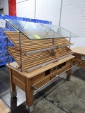 wooden bread rack w/ sneeze guard