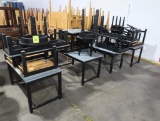 groups of wooden tables w/ galvanized tops