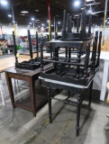 groups of wooden tables, most w/ galvanized tops