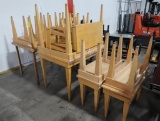 groups of wooden tables