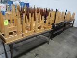 groups of wooden tables