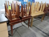 groups of wooden tables