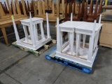 groups of white wooden tables