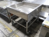 stainless iced product merchandiser w/ variable angle, drain, & casters