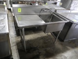 single compartment sink w/ L drainboard & pre-wash sprayer