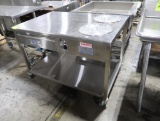 Avalon bakery finishing table, includes 2) heated icing bowls & 1) topping bowl