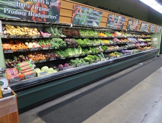 2014 Hill Phoenix refrigerated produce cases, 36' run (12+12+12)