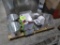 pallet of merchandise, mostly new- stock pots, decanters, stainless pans,