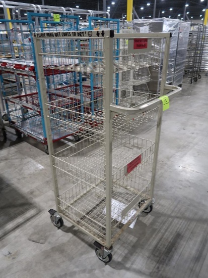 wire basket stocking cart, on casters