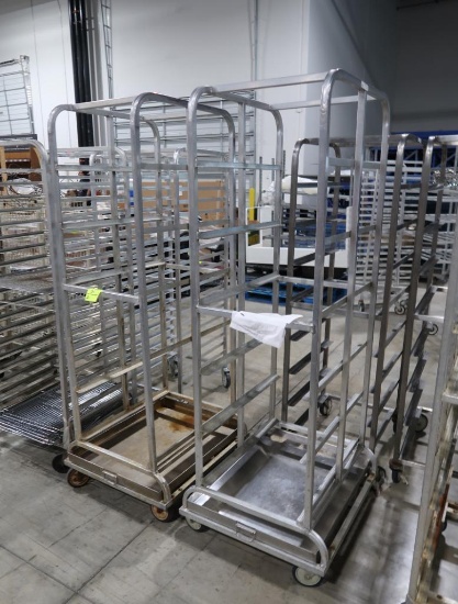 aluminum sheet pan rack, w/ drip tray, on casters