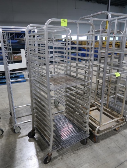 aluminum cooling rack w/ bent frame, on casters