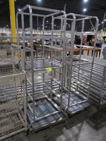 aluminum sheet pan rack, w/ drip tray, on casters