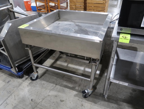 stainless iced product merchandising table, w/ variable angle, on casters
