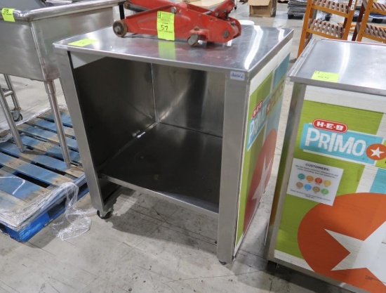 stainless demo cart w/ fold-down shelf