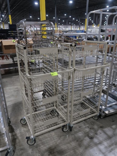 wire basket stocking carts, on casters