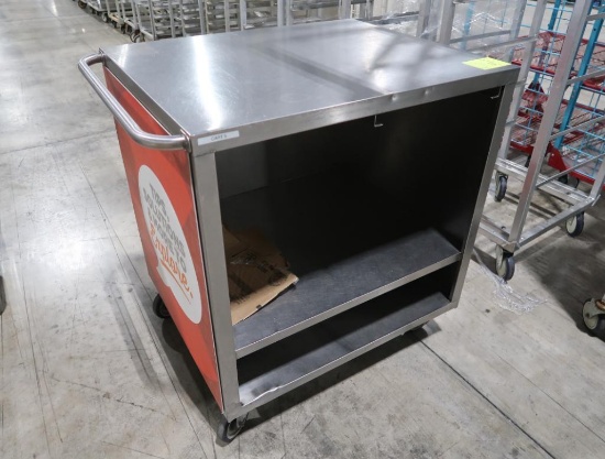 stainless demo cart w/ track for pull-out cutting board