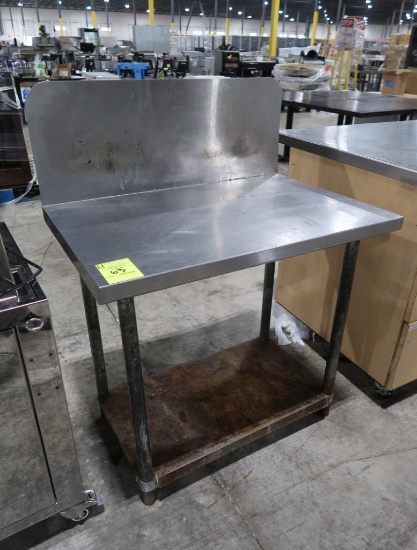 stainless table/equipment stand w/ tall backsplash