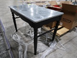 wooden table w/ galvanized top