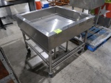 stainless iced product merchandising table, w/ variable angle, on casters