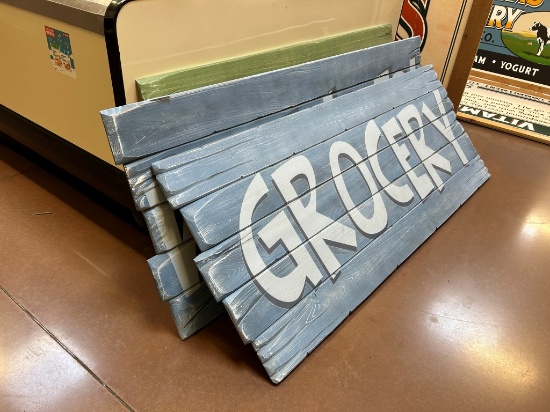 All Non-Branded Wooden Signage On Floor