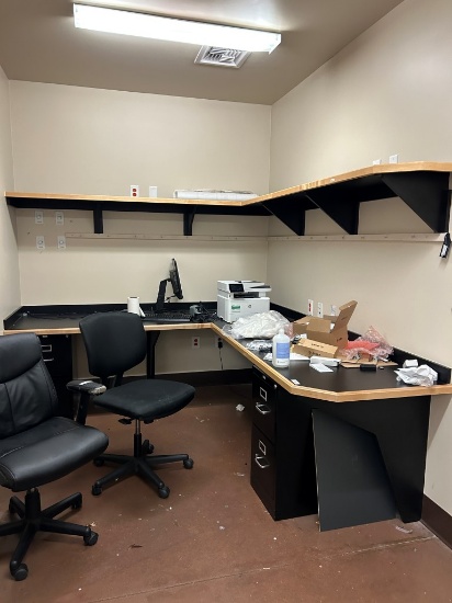 Wall Mounted Desk And Shelf In Office