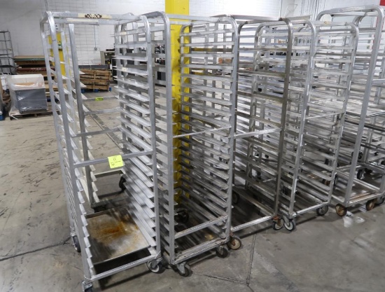 assorted sheet pan racks, on casters- one missing a caster