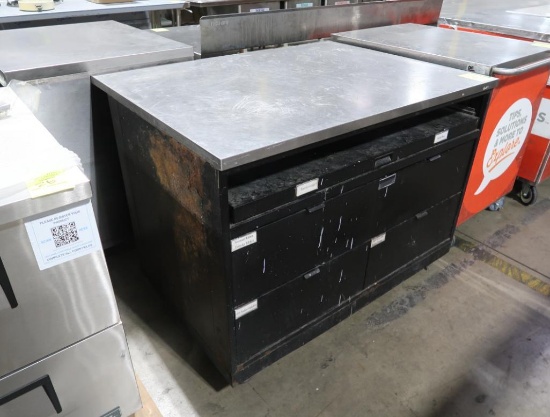 steel drawer cabinets w/ stainless top workspace