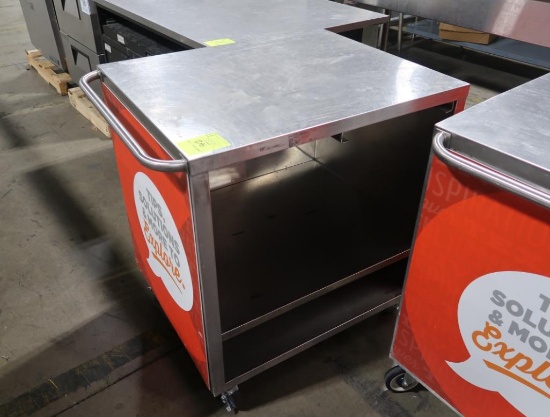 stainless demo cart w/ space for pull-out cutting board