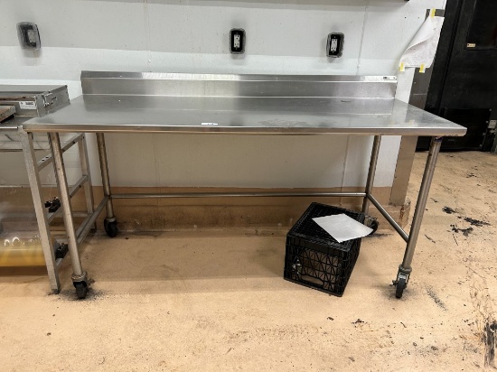 John Boos 6ft Stainless Steel Table On Casters W/ Backsplash
