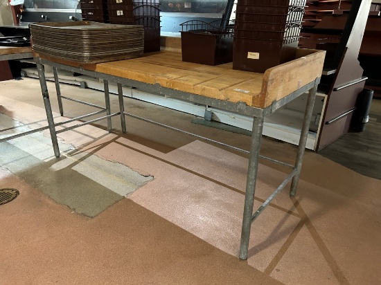 6ft Maple Top Bakery Table W/ Backsplash