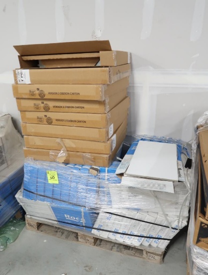 mixed pallet of Roca ceramic tile & mounting hardware for wi-fi access points