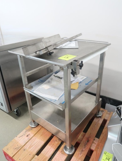 stainless deli slicer stand w/ retractable wheels