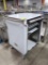 stainless demo cart w/ fold down shelf & interior stainless cart