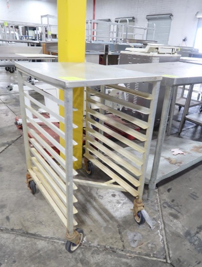 aluminum sheet pan rack, half-high, Z-style, on casters