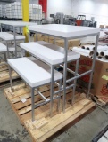 cascading merchandising tables w/ solid surface tops, new
