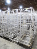 aluminum sheet pan rack, w/ space for drip tray, on casters