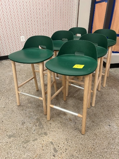 Emeco Wood Framed Chairs W/ Poly Seats