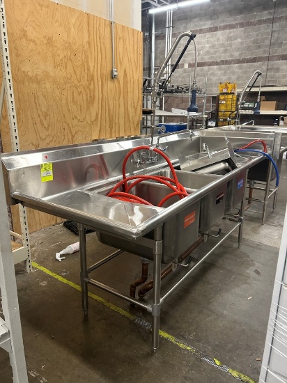 Advance Tabco Stainless Steel Three Compartment Sink