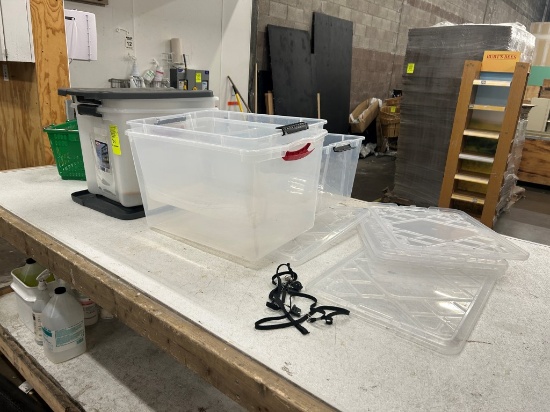 Group Of Assorted Plastic Bins